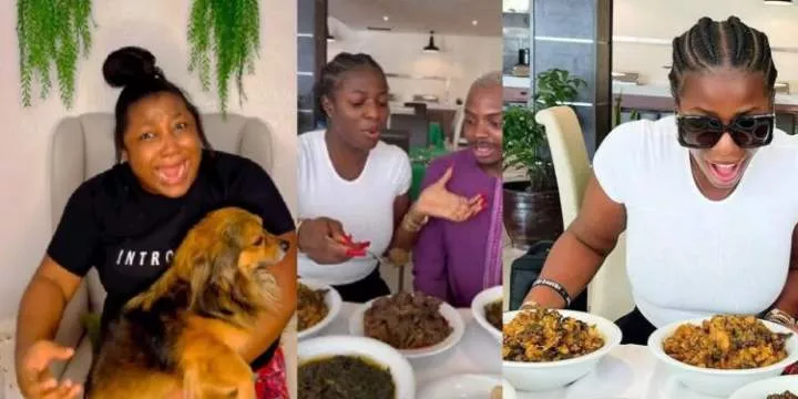 "So my son is food to you" - Animal rights activist, Idimogu slams chef Hilda Baci over dog-meat video (Watch)