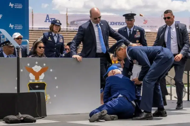 Joe Biden Falls Down After Speech At Air Force Academy