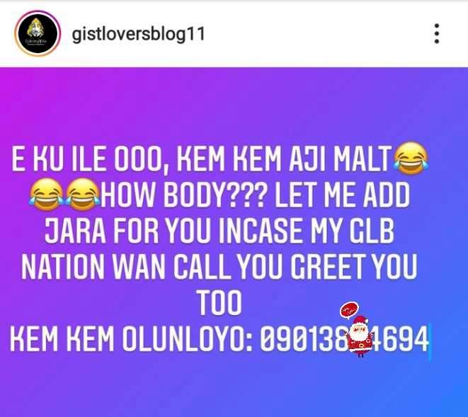 'Madam don off phone o' - Reactions as Kemi Olunloyo's number leaks online (Screenshot)