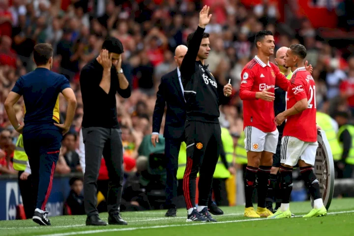 Cristiano Ronaldo came on for Antony on the hour mark (Picture: Getty)