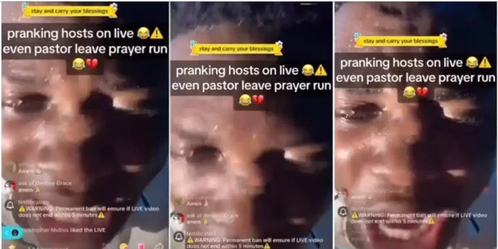 Pastor ends live prayer session in fear after being pranked (Video)