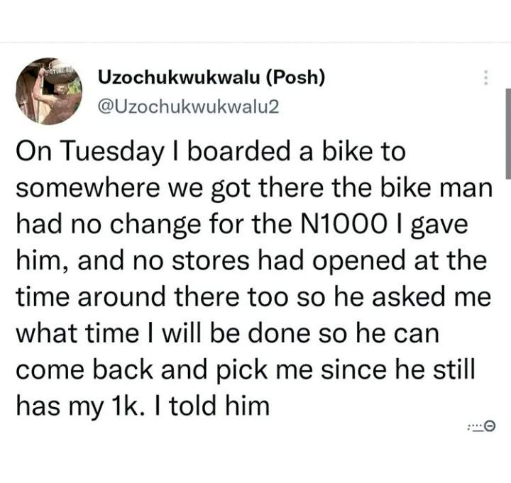 Man recounts experience with a sincere Okada rider in Lagos