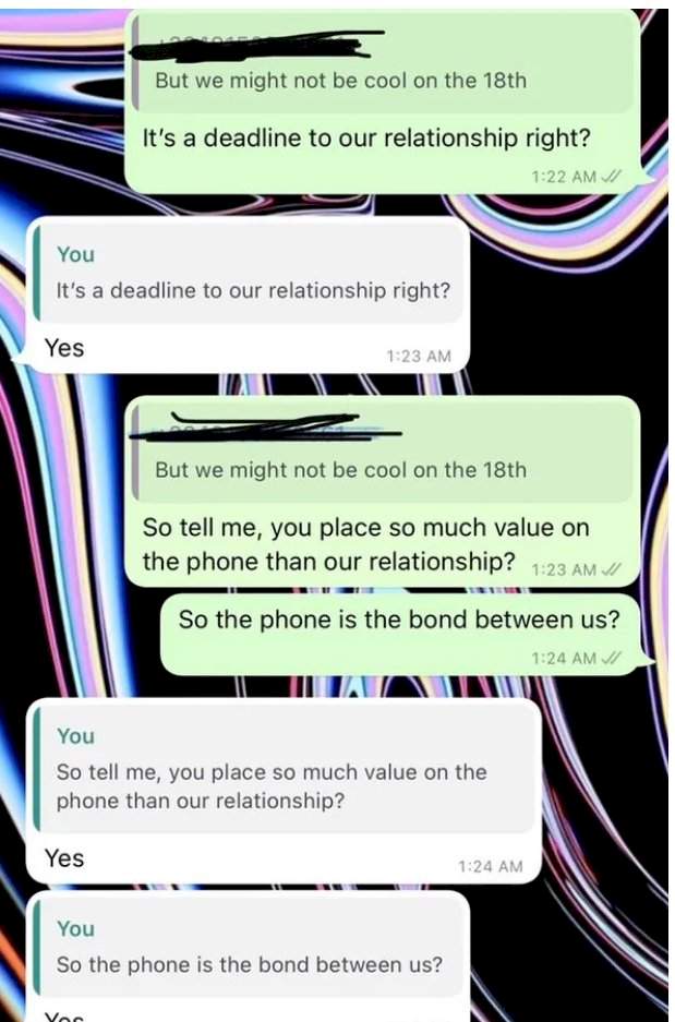 Man whose girlfriend gave him a deadline to buy her an iPhone 11 ends relationship (Screenshots)