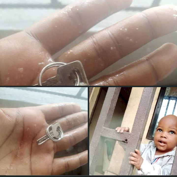 Lady glorifies God after saving her 1-year-old son who swallowed a key