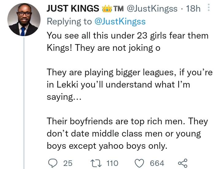 'Fear under 23 girls kings!' - Man says as he recounts how a client bought for 19-year-old Benin girlfriend a N125m duplex in Lekki