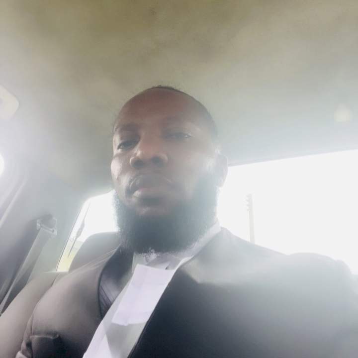 Lawyer Inibehe Effiong shares photo of him in a van at Uyo prison after a judge sentenced him to one month in prison for allegedly asking that armed police officers in court be removed