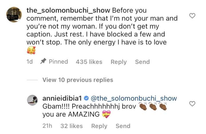 'She loves toxic relationship' - Netizens drag Annie Idibia for supporting Solomon Buchi's controversial post