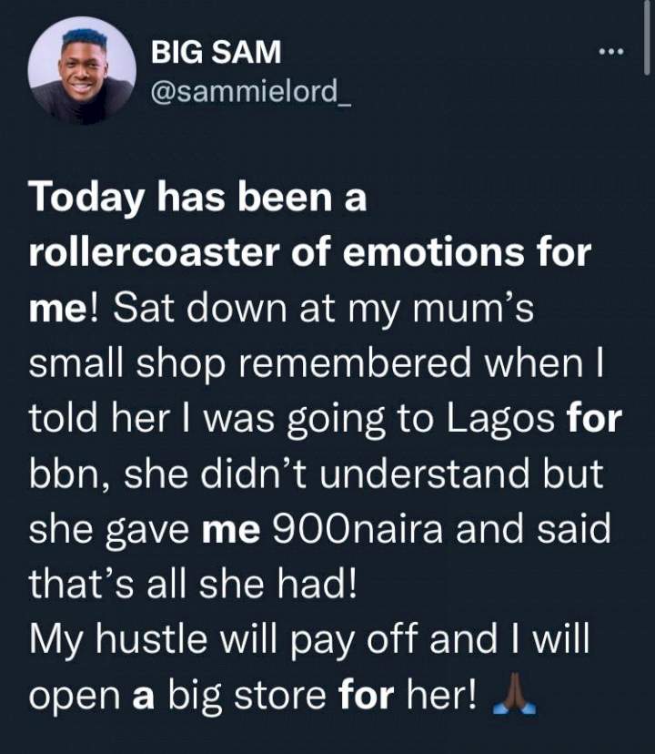 How my mother gave me N900 when going for BBN - Sammie reminisces after reuniting with family (Video)